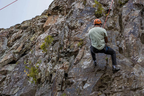 A Shenandoah National Park visitor on a rock climbing trip